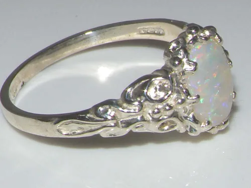 Miniatura 4 de Anillo de plata de ley 925 con ópalo auténtico para mujer, Metal Metal Piedra preciosa, Ópalo