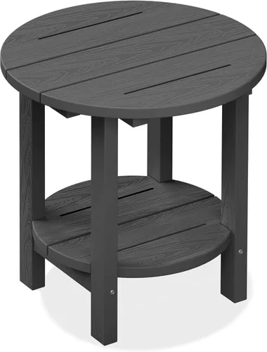 Miniatura 22 de SERWALL Outdoor Round Umbrella Side Table, 3-in-1 Ice Bucket & Side Table & Storage Box, Multi-Functional Use for Porch/Patio/Poolside, Beige