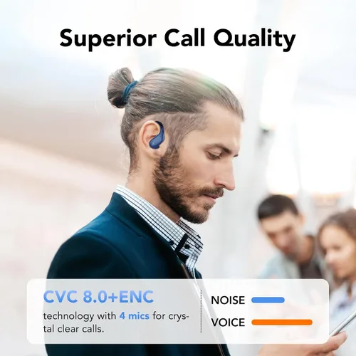 Miniatura 5 de Auriculares inalámbricos Bluetooth 5.3, 60 horas de reproducción con pantalla digital, auriculares inalámbricos deportivos con gancho para la oreja