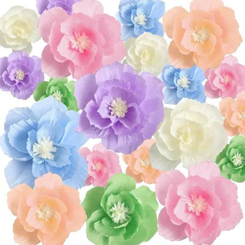 Miniatura 9 de TaoBary 18 flores de papel mexicanas para fiesta, crepé, flores de papel para carnaval, decoraciones de fiesta mexicana para bodas, cumpleaños