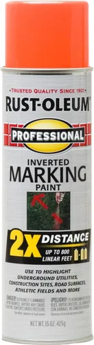 Rust-Oleum 266579 Pintura en aerosol profesional de distancia 2X para marcado invertido, 15 onzas, naranja fluorescente