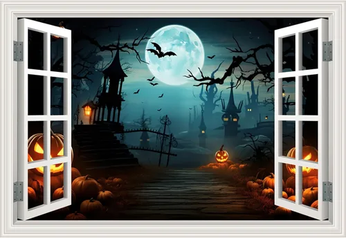 Miniatura 22 de Calcomanía de pared falsa para ventana, atardecer de verano, paisaje marino, océano, playa, póster de ventana falsa para decoración de pared
