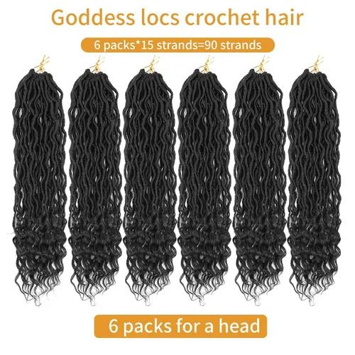 Miniatura 4 de Cabello Corto de Locs Falsos para Crochet Pre-Enrollado 12 Pulgadas 6 Paquetes Cabello de Locs de Diosa para Crochet Locs Falsos Suaves con Puntas