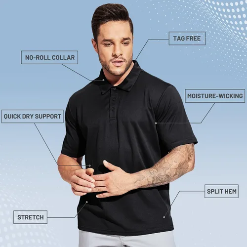 Miniatura 4 de MIER Men's Quick Dry Polo Shirts Polyester Casual Collared Shirts Short Sleeve, Moisture-Wicking, Sun Protection