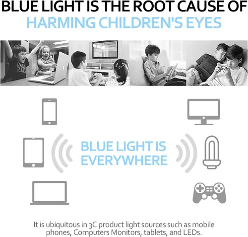 Miniatura 3 de Gafas de luz azul para niños y niñas con bonita funda de automóvil, protección UV400, antirayos azules, edades de 3 a 12 años Azul transparente
