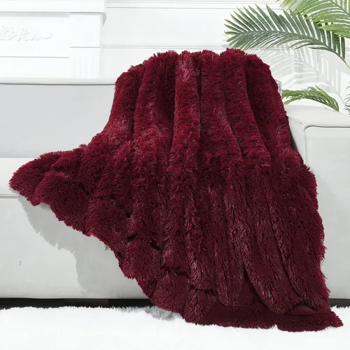 Miniatura 17 de GONAAP Manta de Tiro de Piel Sintética Mullida Tamaño Twin Rosa Claro Súper Suave Acogedora Felpa Mullida Lanuda para Sofá, Sillón o Cama