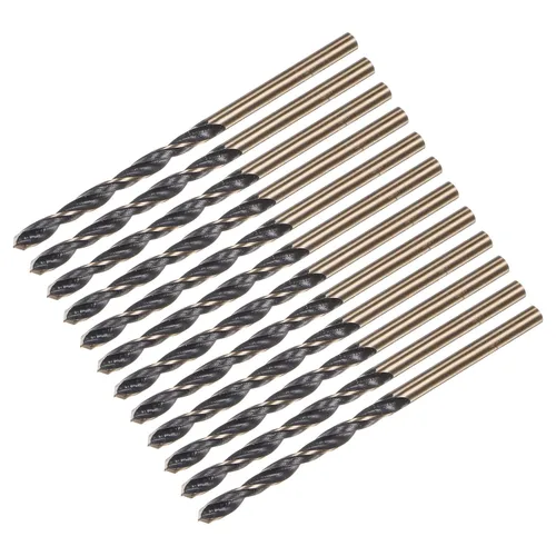 uxcell Brocas Jobber de 0.118 in (0,118 pulgadas) de nitruro negro y oro recubierto de titanio M2 de alta velocidad (HSS) Brocas helicoidales para