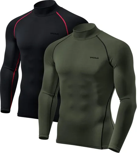 TSLA - Camisetas térmicas de compresión de manga larga para hombre, cuello alto falsocuello de tortuga, para llevar debajo de la ropa en invierno,