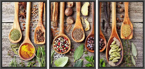 Miniatura 88 de wall26 Lienzo enmarcado para pared, juego de arte de hierbas, verduras y condimentos en madera, alimentos, fotografía cultural, realismo, paisaje
