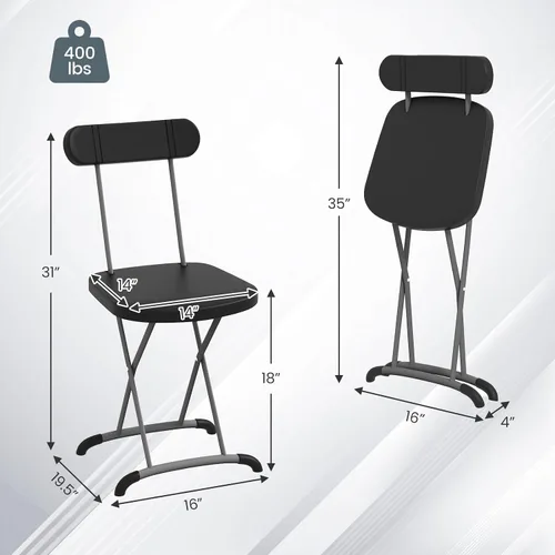 Miniatura 3 de S AFSTAR Juego de 4 sillas plegables, sillas plegables de alta resistencia con marco de metal sólido en forma de X que soporta hasta 400 libras, 4