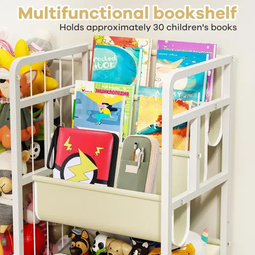 Miniatura 3 de Estantería para niños y almacenamiento de juguetes, estante de libros para niños de 3 niveles para habitaciones infantiles con almacenamiento