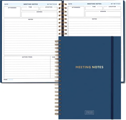 S&O - Cuaderno de reuniones grande para el trabajo, organizador profesional, diario de notas corporativas y de conferencias, bloc de notas de