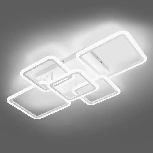 Miniatura 10 de Modernas luces LED de techo para dormitorio, 40.2 pulgadas, regulables, cuadradas, 6+1 anillos, luces de techo para sala de estar con control remoto