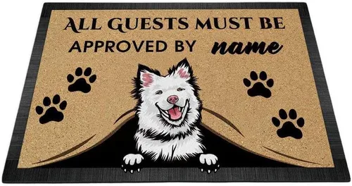 Miniatura 20 de Tapete personalizado con nombre de perro que mira al perro Cocker Spaniel, todos los invitados deben ser aprobados por alfombras para decoración
