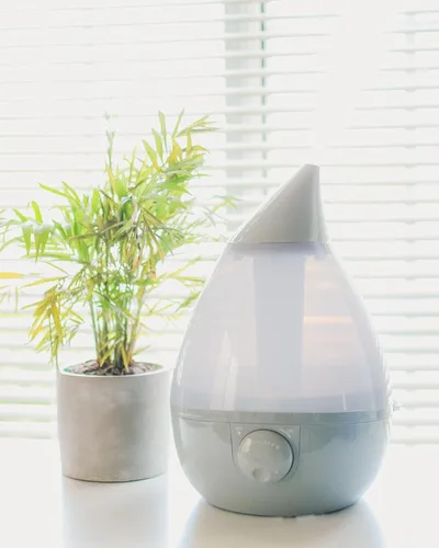 Miniatura 6 de Crane Humidificador ultrasónico de niebla fría en forma de lágrima, tanque grande de 1 galón, apagado automático, humidificadores de bebé para Gris