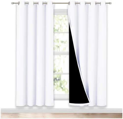 NICETOWN Paneles de cortina de ventana 100 % opacos, cortinas de bloqueo de luz completa con forro negro para guardería, cortinas con aislamiento
