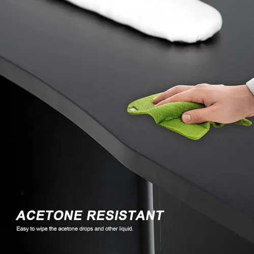 Miniatura 3 de BarberPub Mesa de manicura, escritorio de uñas resistente a la acetona, mesa de uñas con 4 cajones, 2 gabinetes, ruedas bloqueables, almohadilla