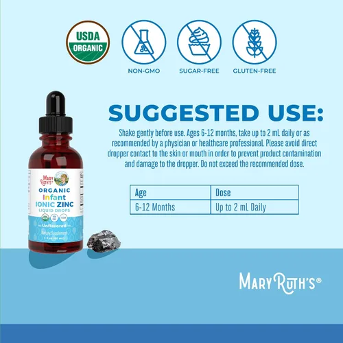 Miniatura 3 de MaryRuth Organics - Gotas líquidas de zinc iónico orgánico para bebés Sulfato de zinc para el apoyo inmunológico Glicerina orgánica