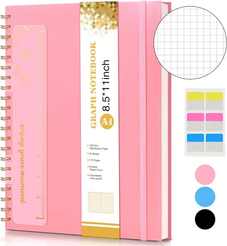 Miniatura 41 de Lined Spiral Notebook Journal 8.5” x 11”, A4 Large Notebooks for Women Men, College Ruled Journal, 100 GSM Paper, Plastic Hardcover Spiral Bound