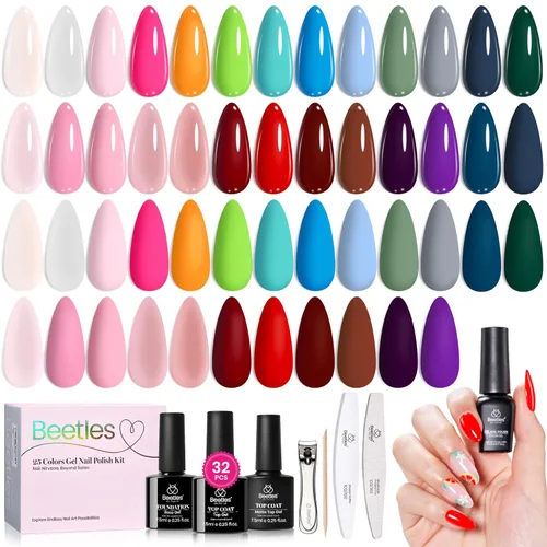 Miniatura 30 de Beetles - Juego de esmaltes de uñas de gel, 20 colores, colección Cozy Campfire Shade, juego de esmaltes de gel naranja, amarillo, verde, marrón