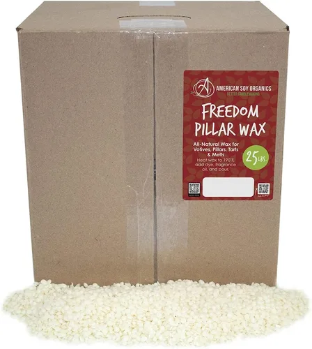 American Soy Organics - Perlas de cera de soja Freedom para la fabricación de velas de pilar - Suministros naturales para hacer velas - Cera de soja
