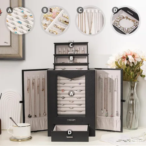 Miniatura 4 de Homde Organizador de joyas con ganchos transparentes para collares de ventana, regalo para mujeres, caja de joyería para collares, anillos, aretes