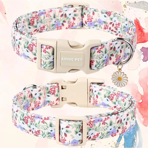 Miniatura 84 de Aring Pet Collar de algodón, lindo, con hebilla de liberación rápida, para bodas, para perros pequeños, medianos y grandes, rosa Terciopelo rosa
