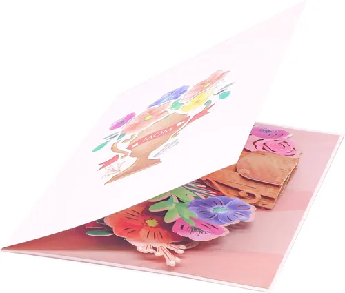 Miniatura 5 de PopLife Tarjeta desplegable 3D con texto en inglés "Best Mom Ever", tarjeta para el día de la madre, cumpleaños floral, felicitaciones, mejora