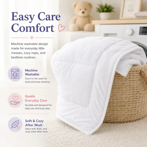 Miniatura 6 de Continental Bedding Edredón para niños pequeños, relleno de edredón de microfibra 100%, manta para dormir con funda de algodón, se adapta a cuna