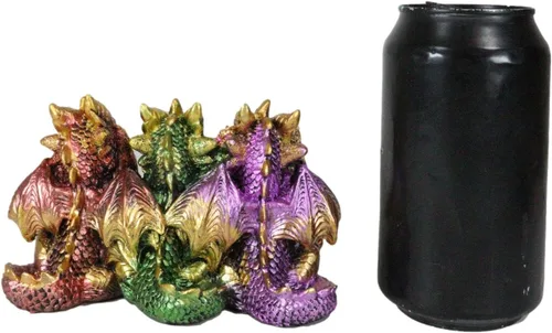 Miniatura 6 de Ebros Gift Conjunto metálico colorido de dragón bebé tres sabios ver oír hablar no mal crías caprichosas Wyrmlings dragones figuras como mito