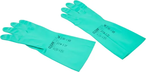 Miniatura 17 de Restaurantware Guantes de limpieza verdes, 10 pares de guantes de nitrilo de 15 mil de grosor, pequeños y resistentes con puño largo, forro