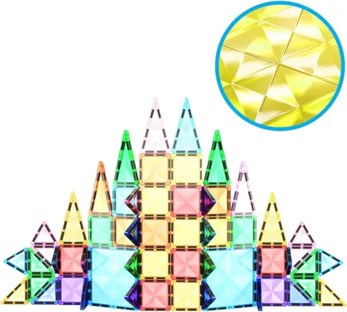 Miniatura 12 de PicassoTiles Juego de bloques de construcción magnéticos tamaño de viaje Serie mini Diamond, bloques de construcción magnéticos, juguetes 13 piezas