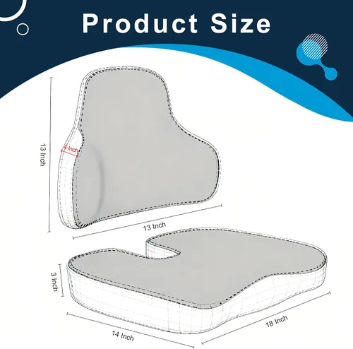 Miniatura 2 de Cojín de Espuma Viscoelástica, Cojín de Asiento de Alivio de Presión para Sillas de Oficina y Asiento de Automóvil, Diseño Ergonómico de Cojín