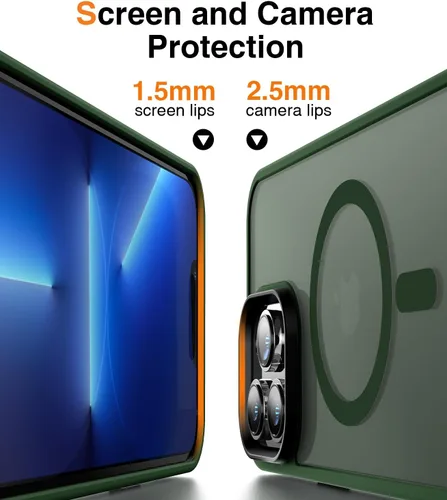 Miniatura 5 de Meifigno Magic Mag Series - Funda para iPhone 13 Pro, protección de grado militar y compatible con MagSafe, parte trasera mate translúcida