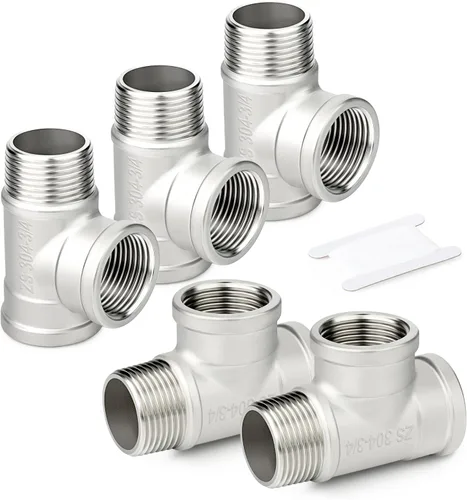 Miniatura 25 de TAISHER 2 piezas de accesorios de tubo en T de acero inoxidable 304, accesorios de tubo hembra NPT de 1-1/2" x 1-1/2" x 1-1/2