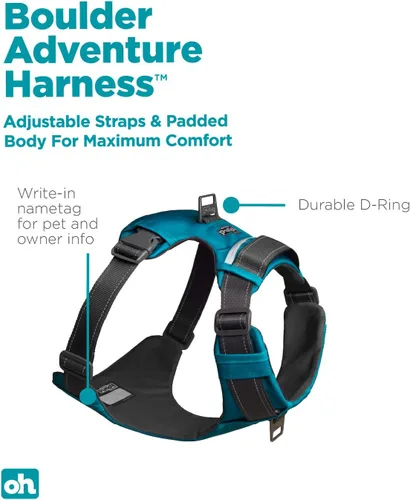 Miniatura 2 de Outward Hound Boulder Adventure - Arnés ajustable para perro con bolsillos, turquesa, mediano