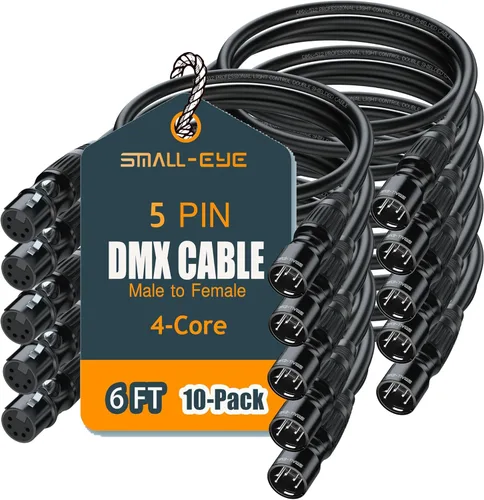 Miniatura 18 de SMALL-EYE Cable DMX de 5 pines de 10 pies, paquete de 4 cables macho a hembra de iluminación de escenario DMX512 (10 pies)