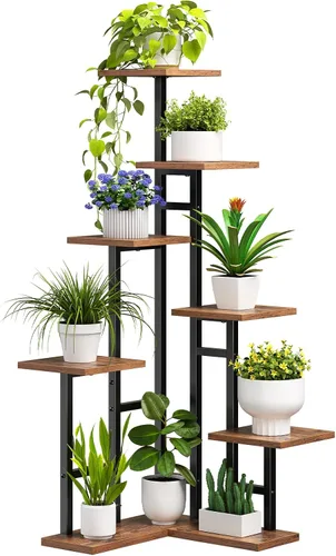 Miniatura 10 de HOOBRO Soporte de esquina para plantas de interior, estante de 7 niveles para múltiples plantas de interior, organizador de esquina para plantas