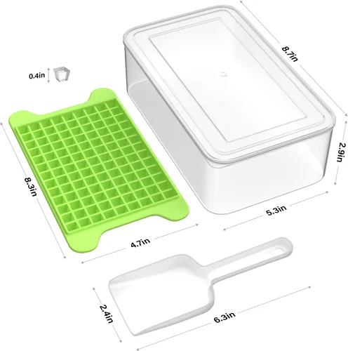 Miniatura 2 de Mini Ice Cube Tray for Freezer: FDDBI Small Ice Trays for Freezer with Bin - 117×4PCS Easy Release Nugget Ice Tray - Crushed Ice Tray with Container