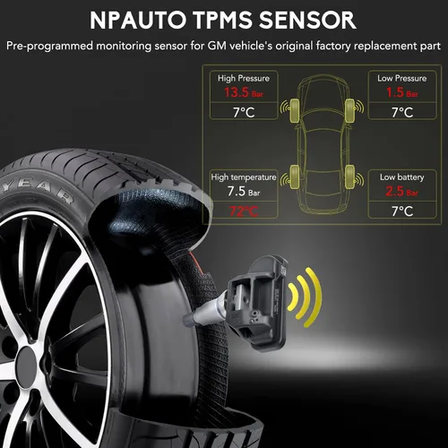 Miniatura 5 de NPAUTO Sensor TPMS Compatible con Smart Fortwo, Mercedes Benz C300 C350 C63/CL63 AMG CL550 CL600 B250 C230 C250 C280 E350 ML350 y Más, Sistema