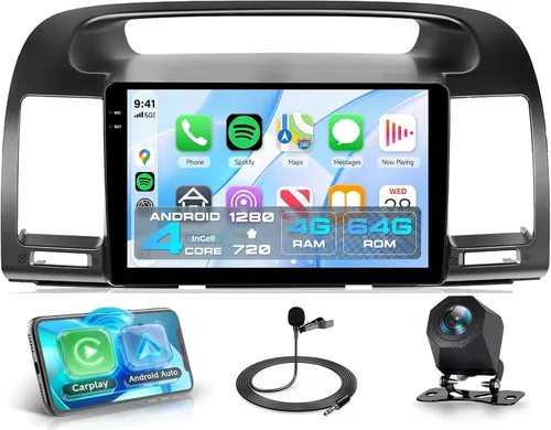 Miniatura 16 de 4G+64G Android Car Stereo Carplay para Toyota Camry 2000 2001 2002 2003 2004 2005 2006, Rimoody 9 pulgadas pantalla táctil radio de coche