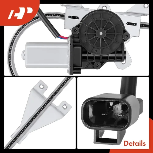 Miniatura 8 de Regulador de ventana eléctrica delantera para lado del conductor izquierdo compatible con A-Premium, con motor de 2 pines, Kenworth T660 06-18 T680