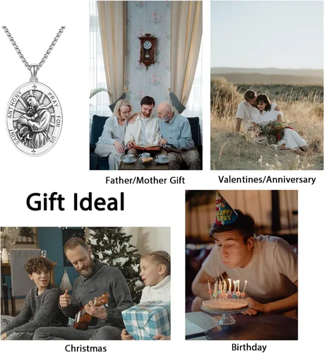 Miniatura 232 de Collar de plata de ley 925 con medalla de San Patrón, colgante de protección católica, amuleto, joyería religiosa para hombres y mujeres