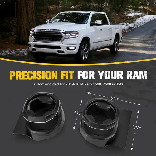 Miniatura 5 de BUNKER INDUST Portavasos de ventana compatible con 20192020 2021 2022 2023 2024 Dodge Ram 1500 2500 3500, 1 par de portavasos para puerta de auto