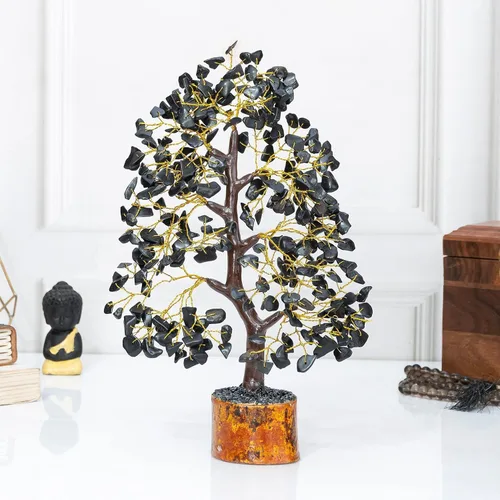 Miniatura 6 de Árbol de la vida con piedras preciosas de turmalina negra, árbol de cristal para energía positiva, árbol de chakras hecho a mano, decoración de Feng