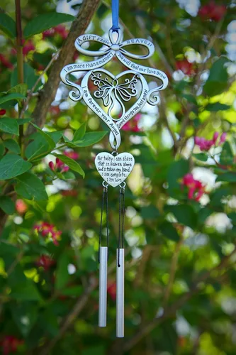 Miniatura 4 de Mooney Tunco, memorial con llamador de ángel "A Gift from Heaven" Engraved Pewter Wind Chime in Gift Box with Poem for Funeral Sympathy Gift or to