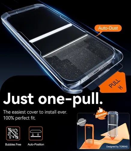 Miniatura 6 de TORRAS Protector de Pantalla Irrompible de Grado Militar para iPhone 16 Pro [Vidrio Templado Aeroespacial 9H+ e Instalación en Un Solo Paso] Ajuste
