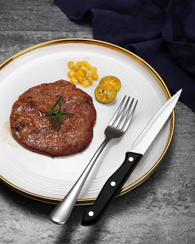 Miniatura 7 de EUIRIO Juego de cubiertos de 48 piezas con cuchillos para carne, cubiertos de acero inoxidable resistente para 8, cubiertos de grado alimenticio