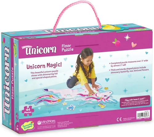 Miniatura 8 de Peaceable Kingdom Rompecabezas de unicornio brillante para el piso, 1 EA