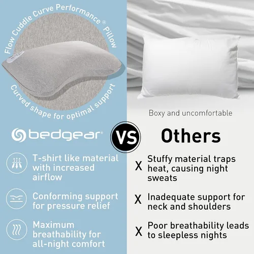 Miniatura 4 de Bedgear Flow Cuddle - Almohada curvada – Tamaño 0.0 – Almohada transpirable para dormir de lado – Almohada de cama suave – Funda hipoalergénica